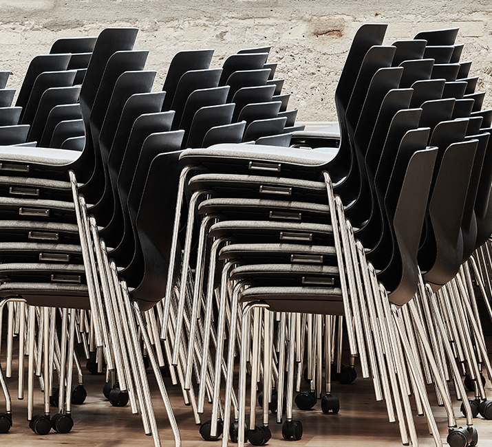 A Stacking Chair on Castors